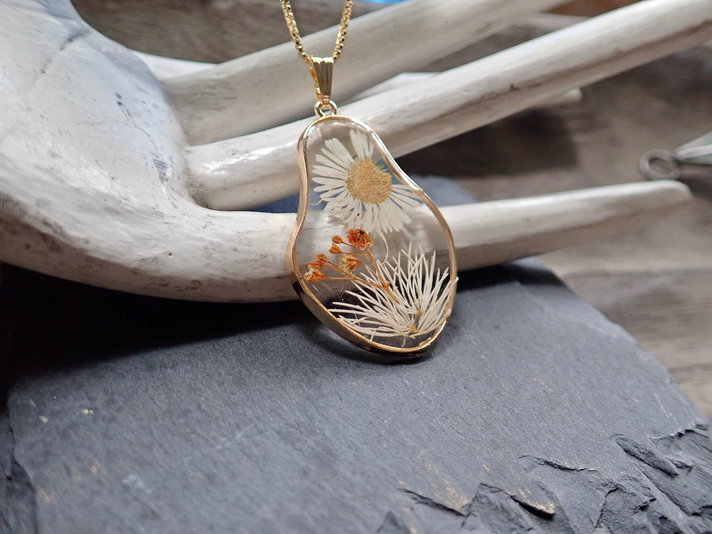 Autumn Joy Flower Pendant Necklace