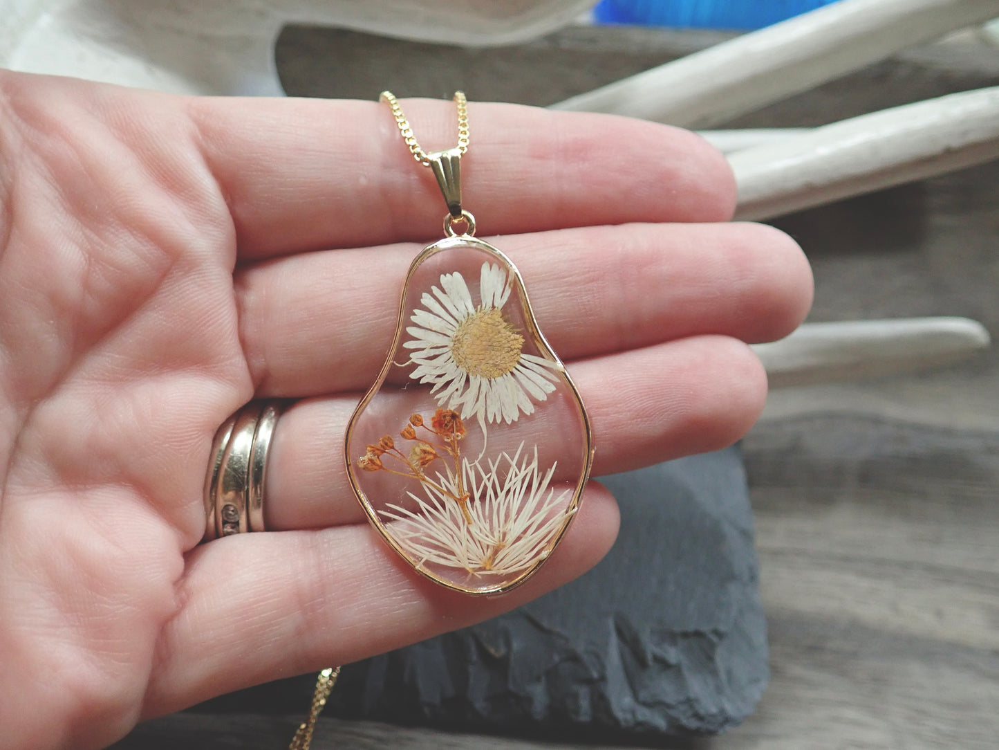Autumn Joy Flower Pendant Necklace