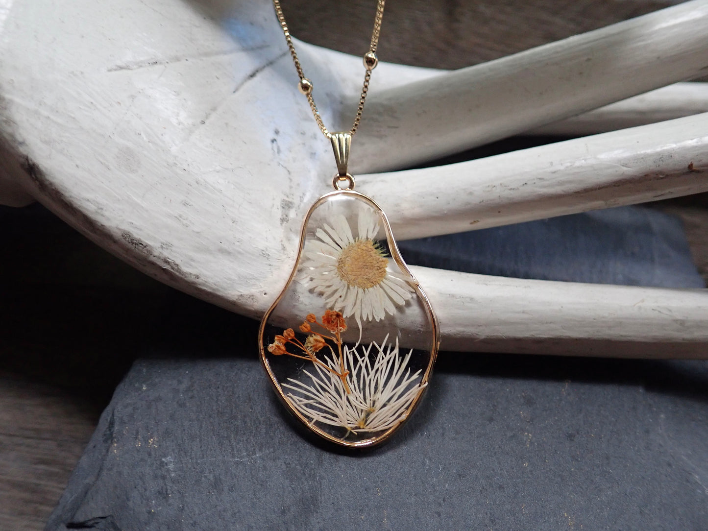 Autumn Joy Flower Pendant Necklace