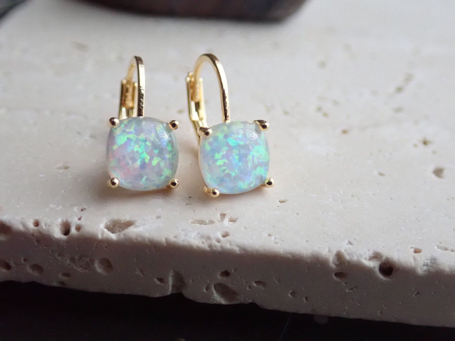 Odessa White Opal Leverbacks
