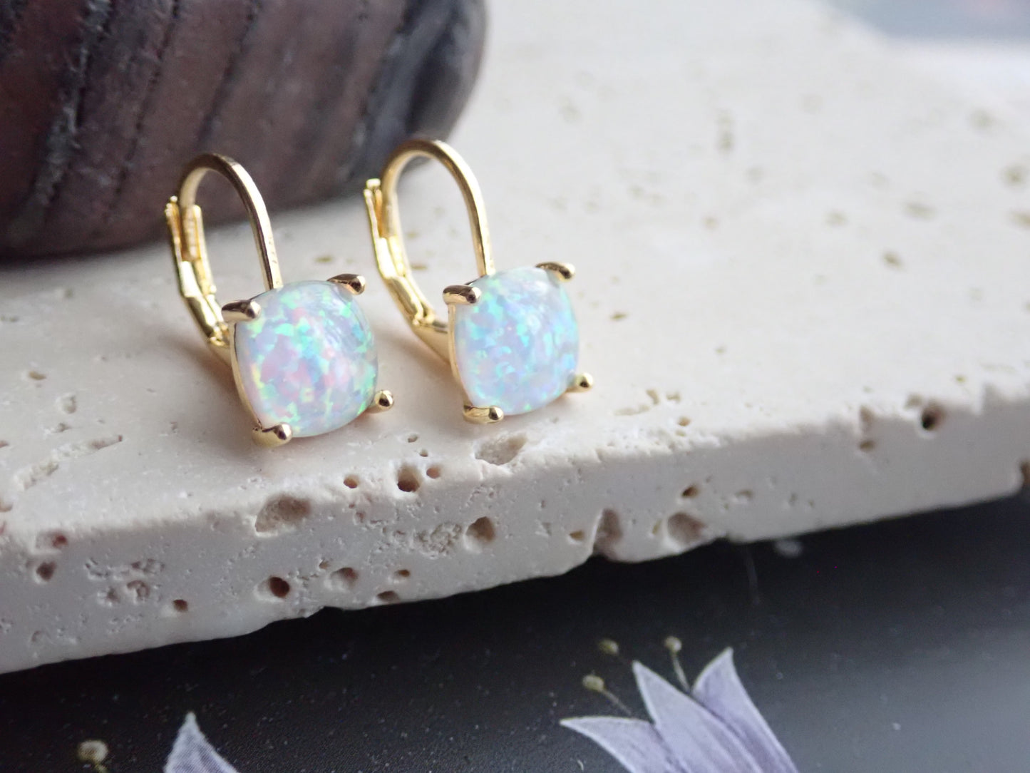 Odessa White Opal Leverbacks