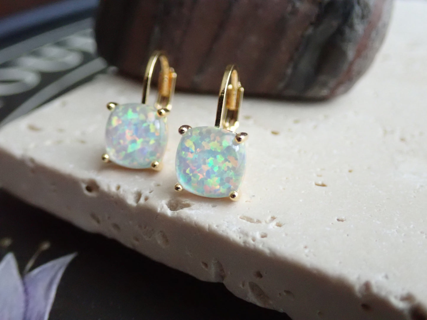 Odessa White Opal Leverbacks