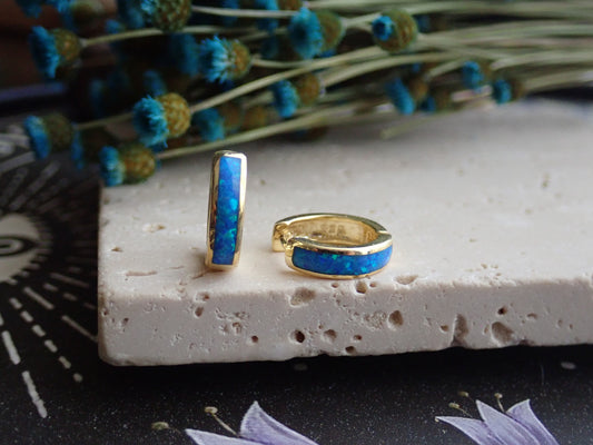 Jax Blue Opal Huggie Hoops