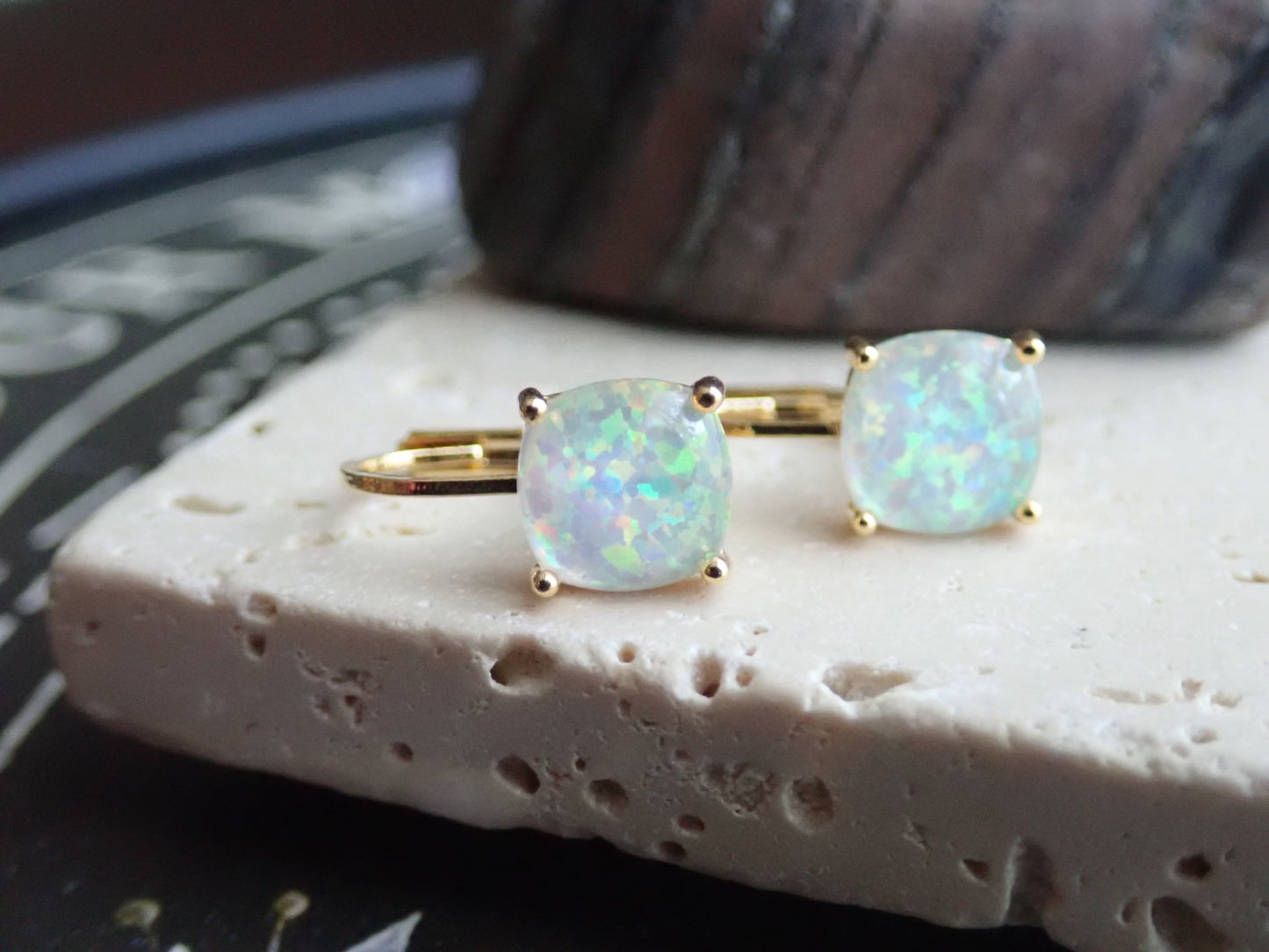 Odessa White Opal Leverbacks