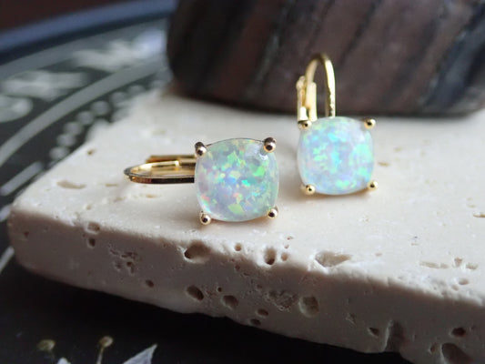 Odessa White Opal Leverbacks