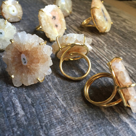 Tan Solar Quartz Ring