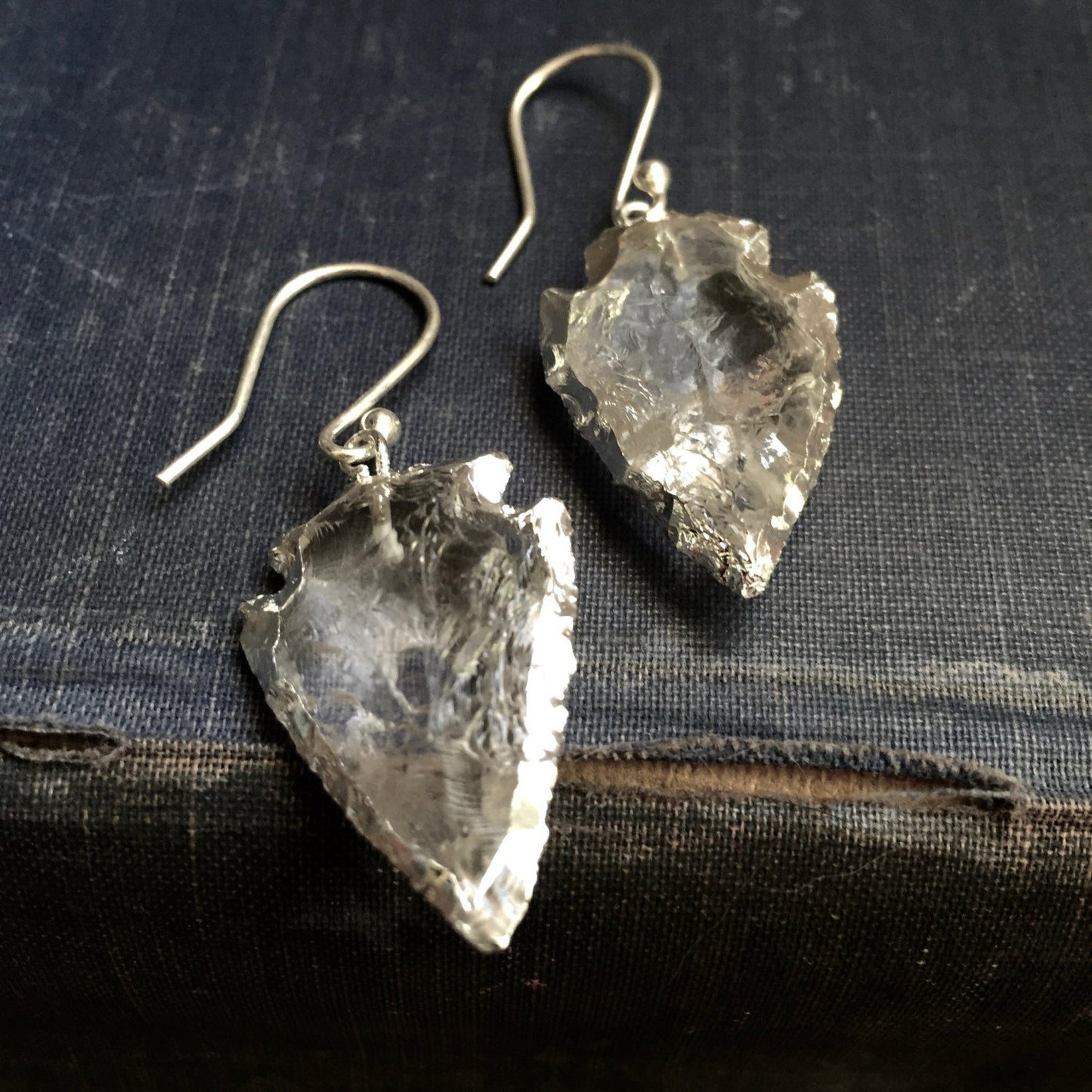 Crystal Cove Arrowhead Earrrings - Silver
