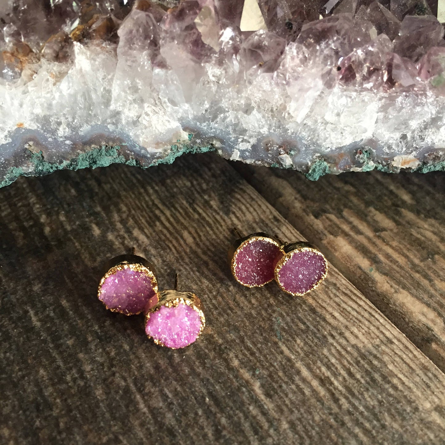Pichi Pink Druzy Earrings
