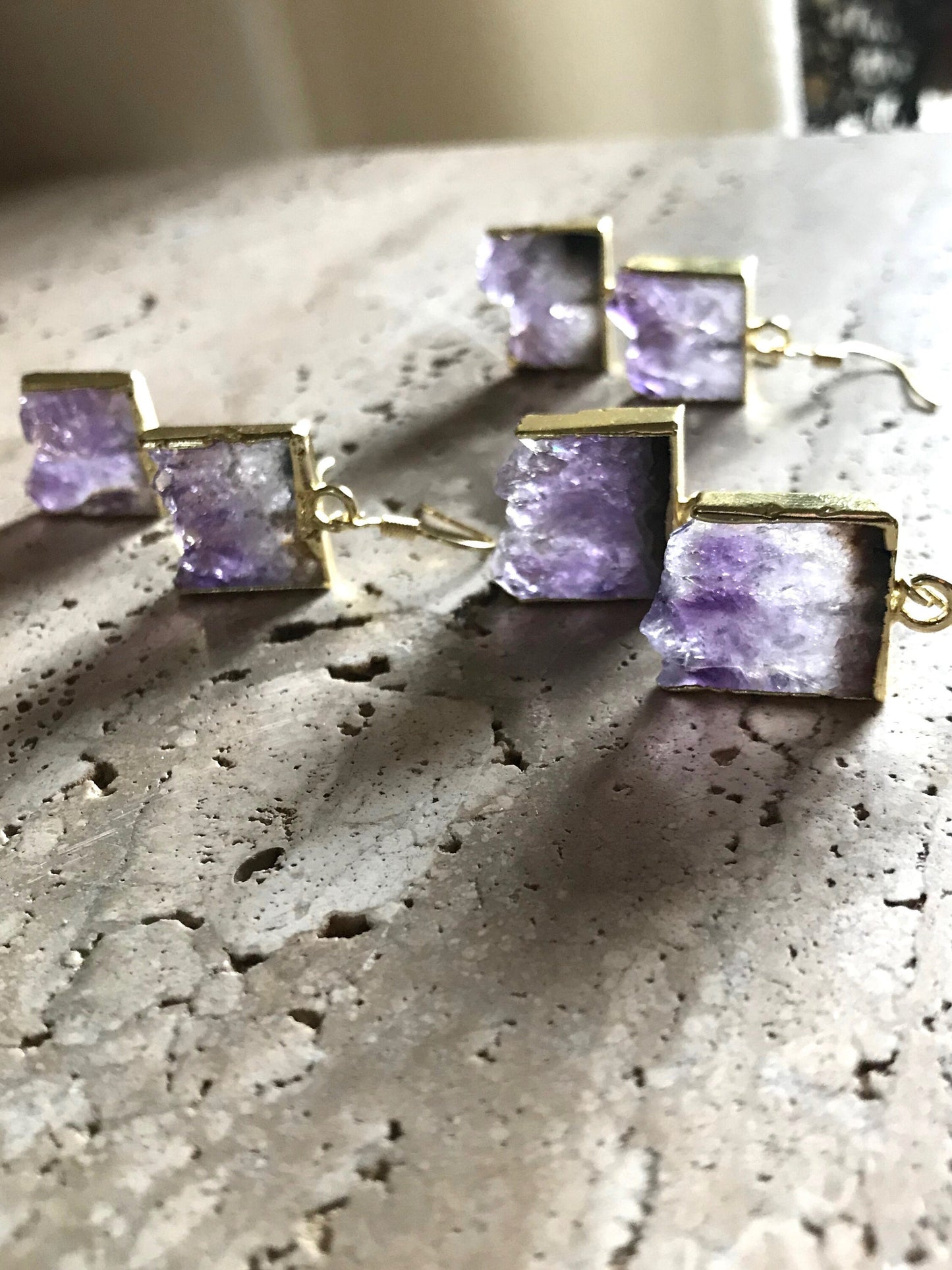 Avante Amethyst Slice Earrings - Gold