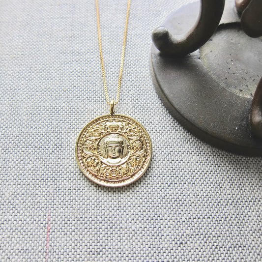 Serenity Gold Buddha Medallion Necklace