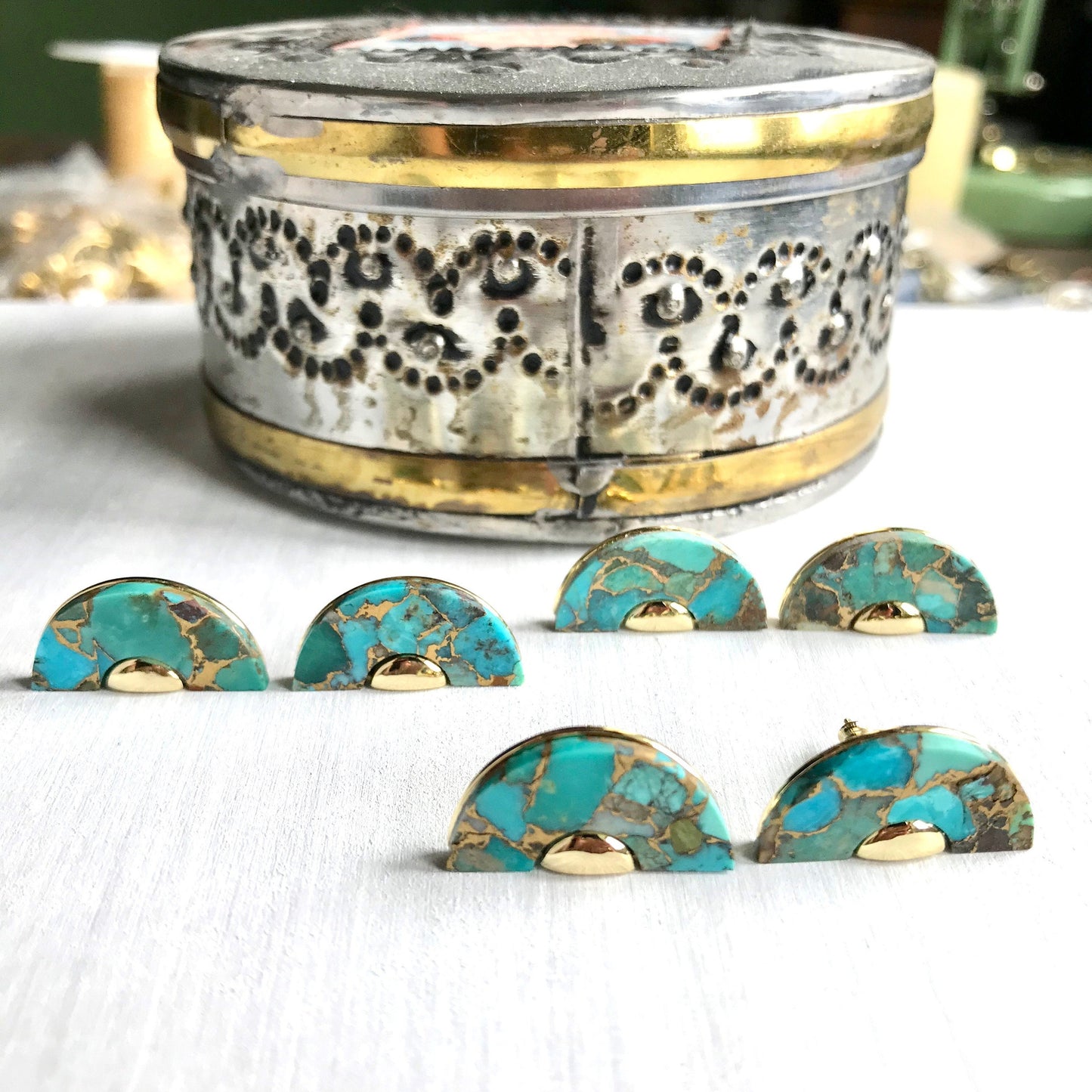 Half Moon Turquoise Earrings