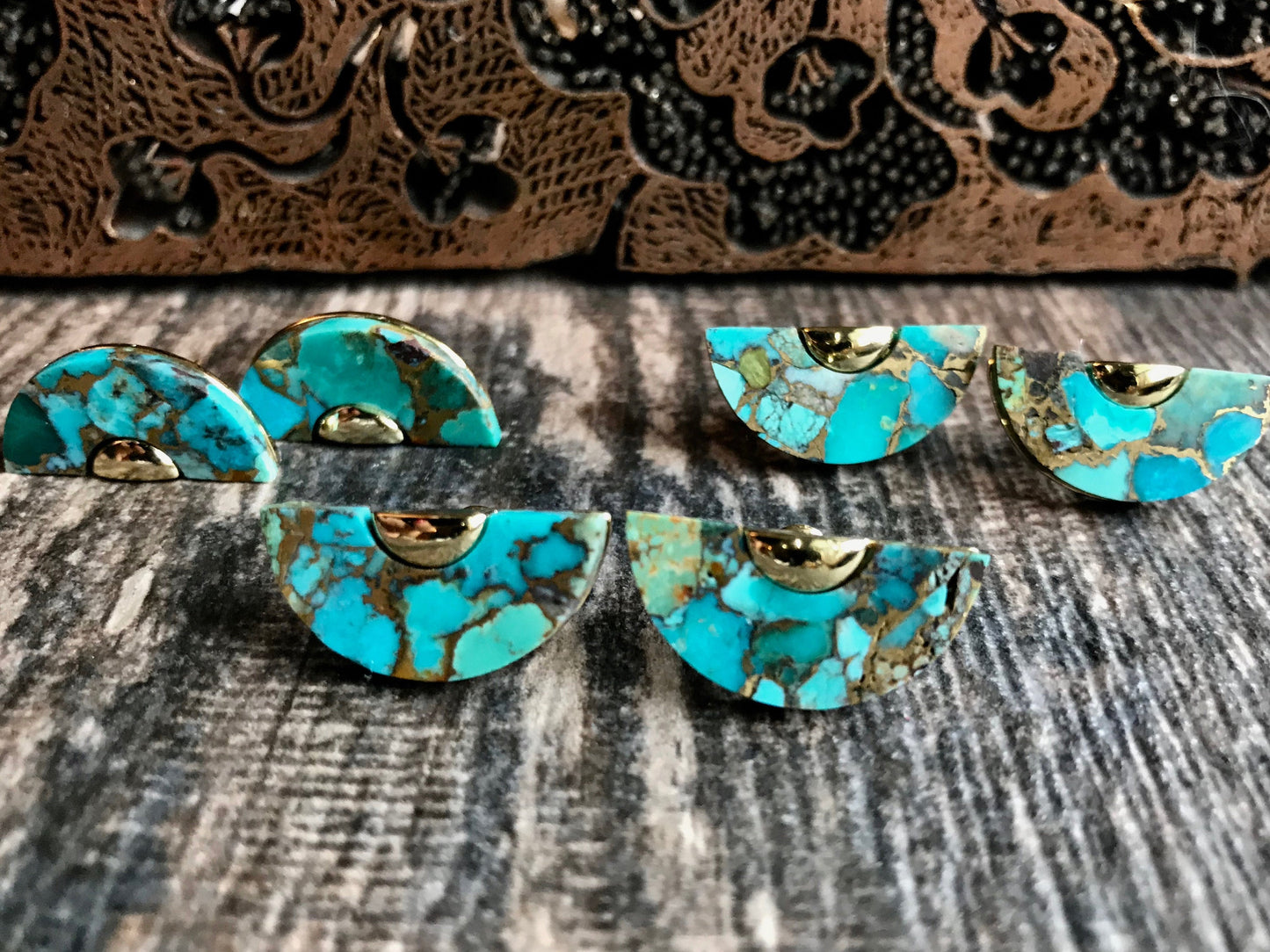 Half Moon Turquoise Earrings