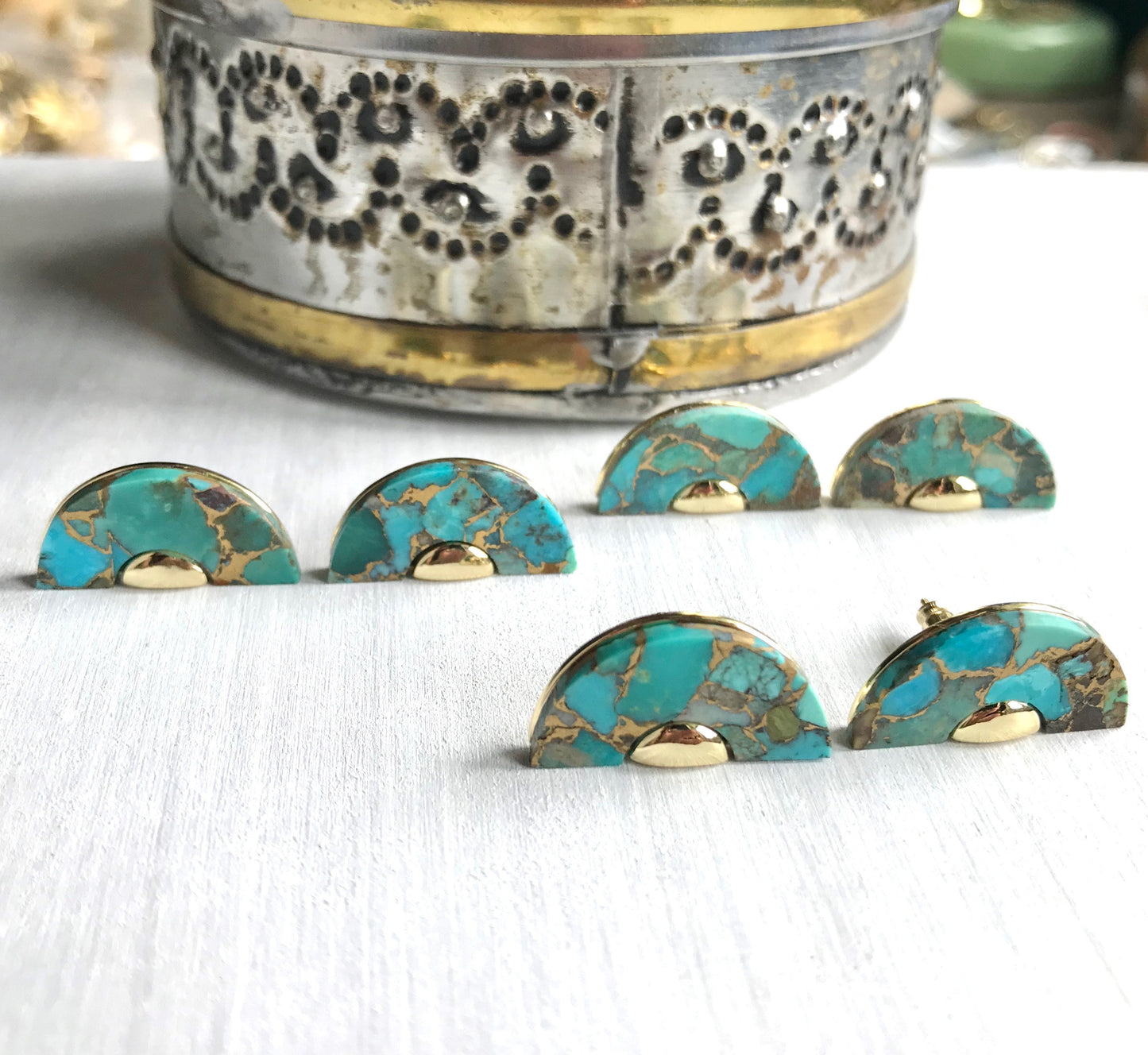 Half Moon Turquoise Earrings