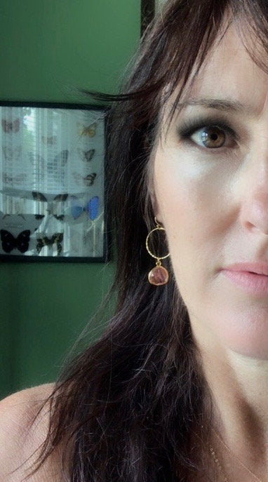 Tondo Teal Crystal Earrings