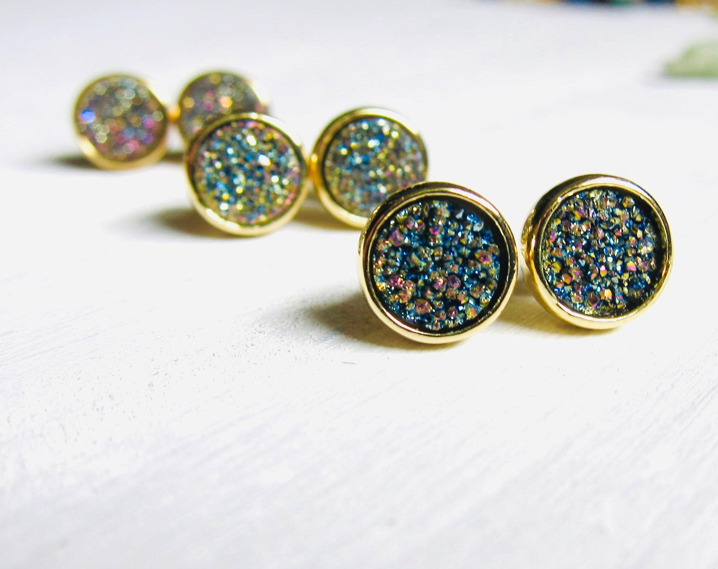 Dromedary Druzy Studs