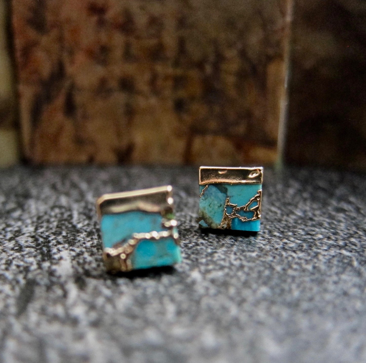 Turquoise Stud Earrings, Genuine Turquoise Earrings,Turquoise EArrings,Raw Stone Earrings,Blue STone EArrings, December Birthstone Earrings