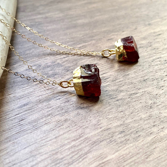 Ganesh Dainty Garnet Necklace