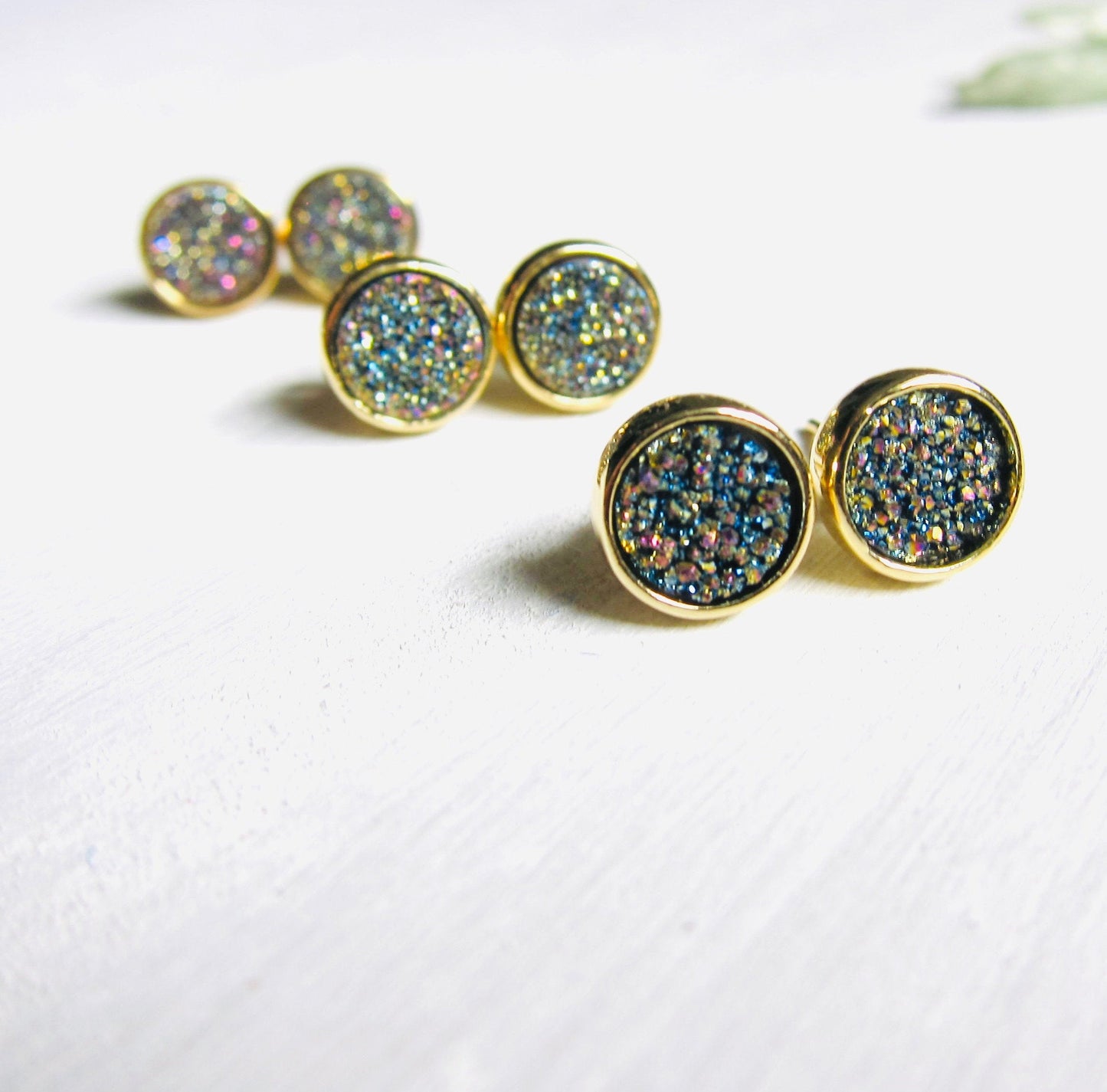 Dromedary Druzy Studs