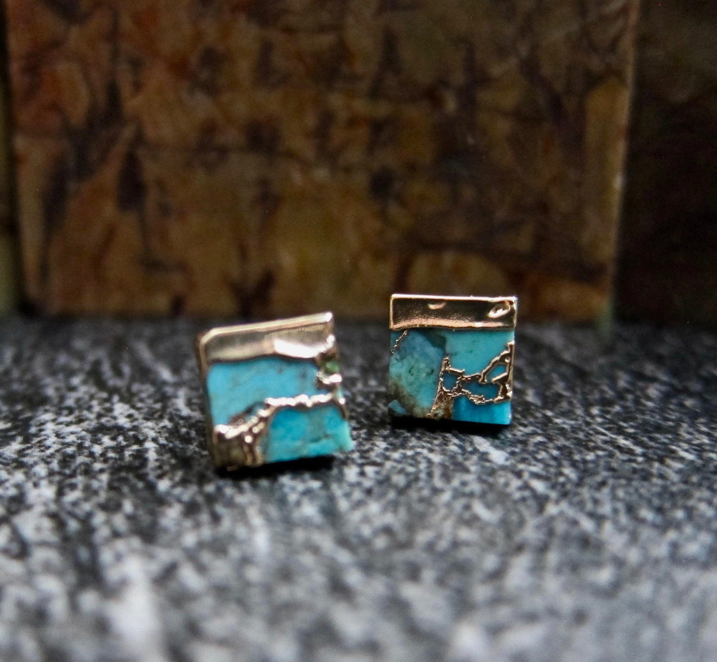 Turquoise Stud Earrings, Genuine Turquoise Earrings,Turquoise EArrings,Raw Stone Earrings,Blue STone EArrings, December Birthstone Earrings