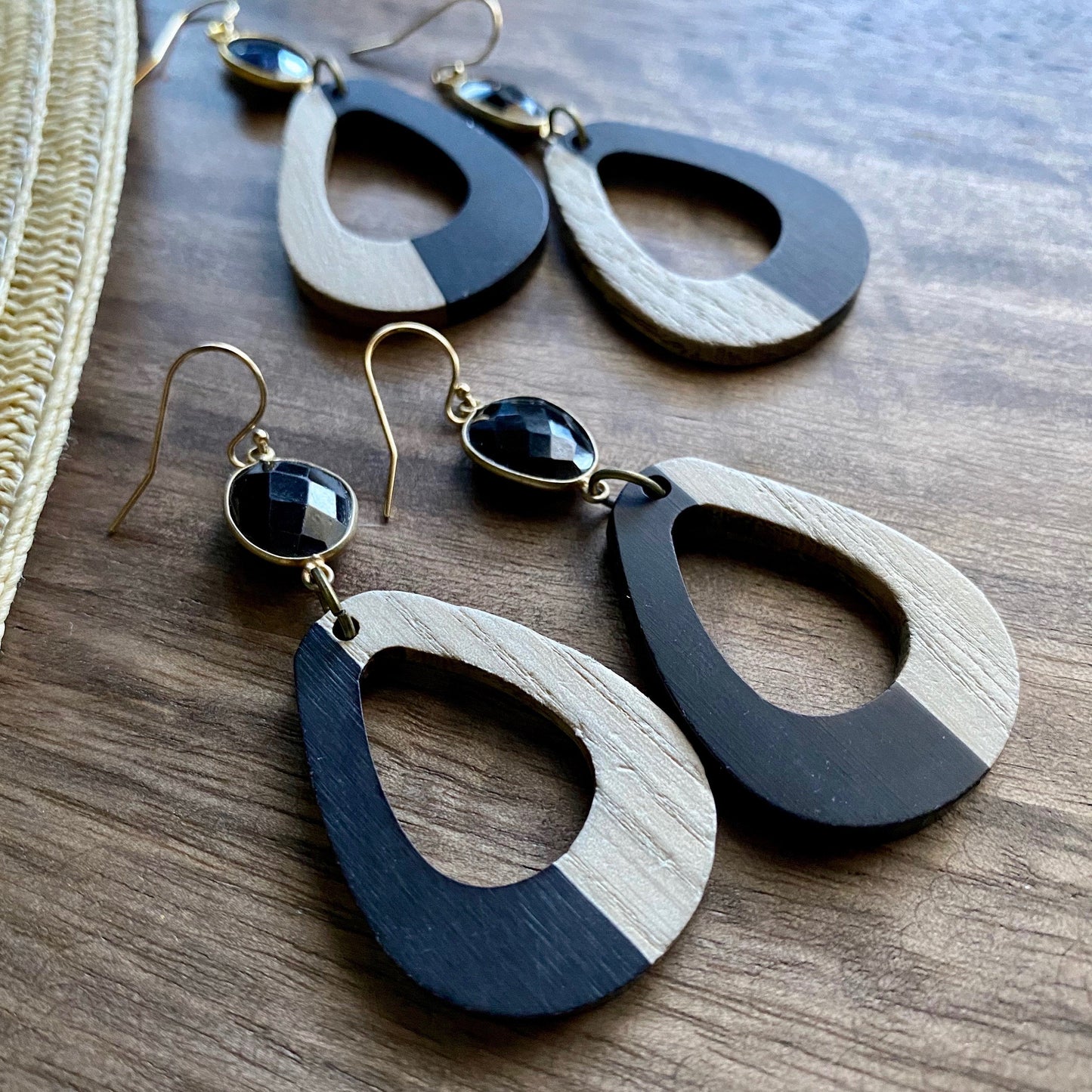 Two Faced Black Spinel Earrings