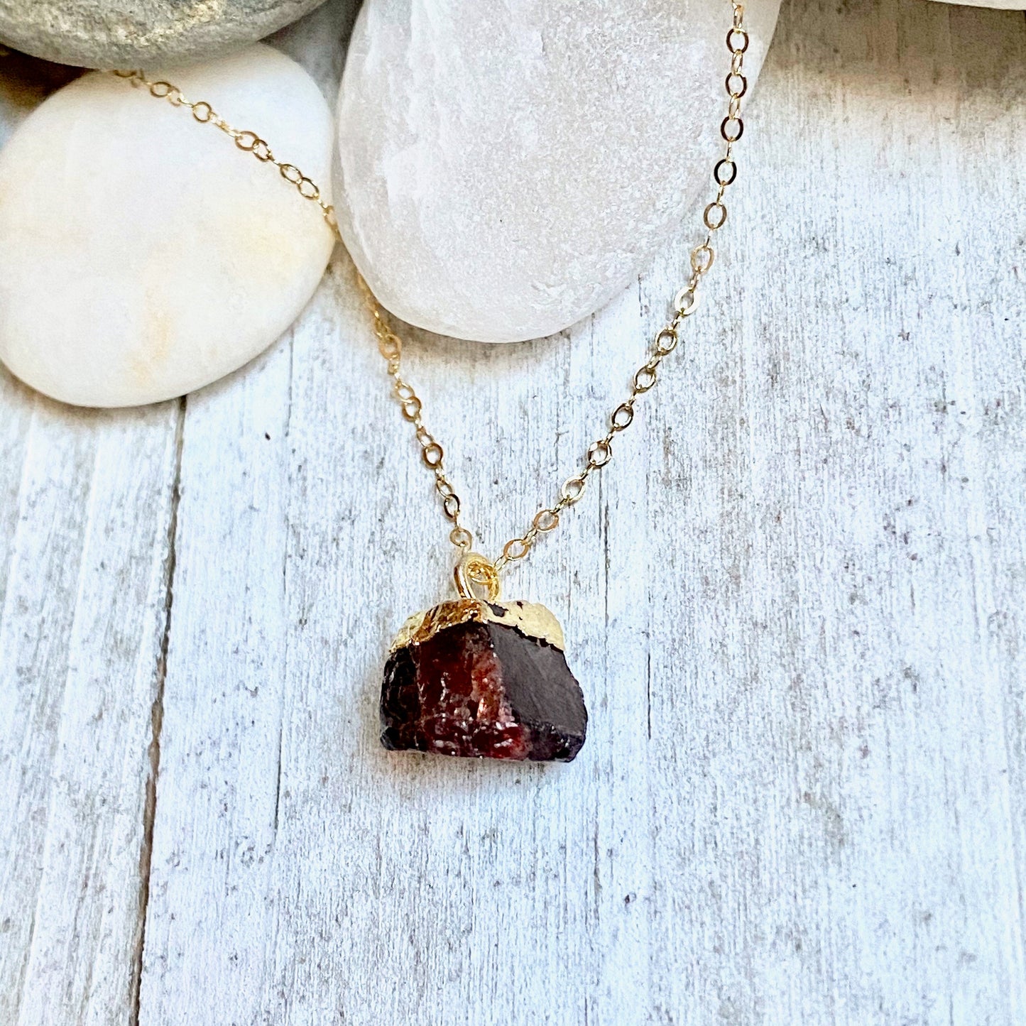 Ganesh Dainty Garnet Necklace