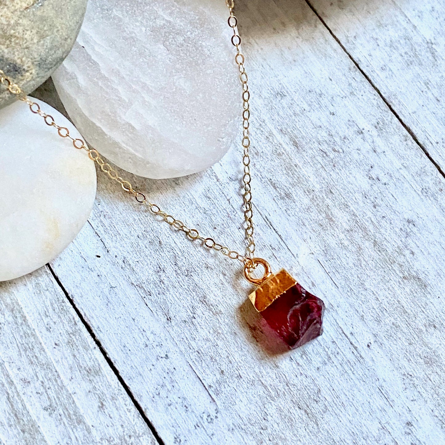 Ganesh Dainty Garnet Necklace