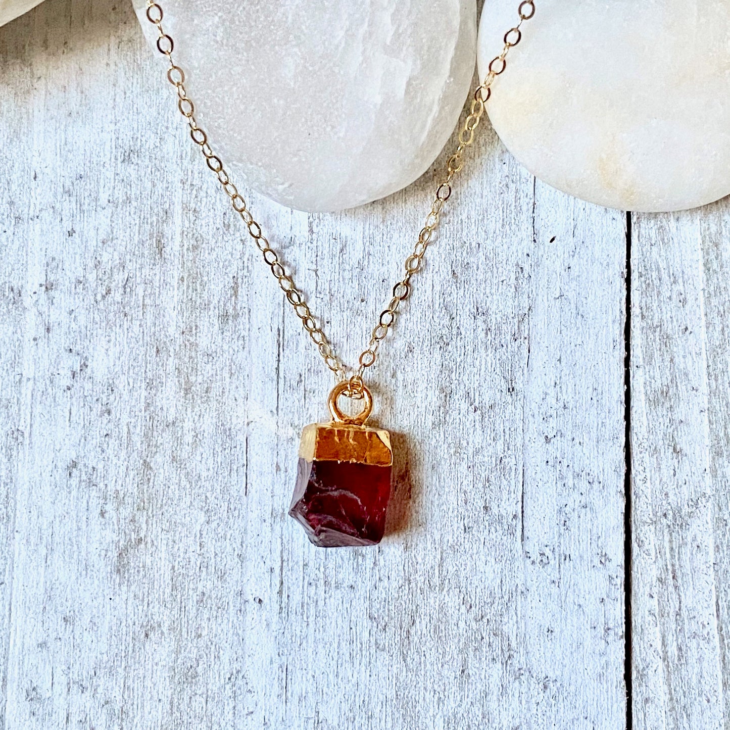 Ganesh Dainty Garnet Necklace