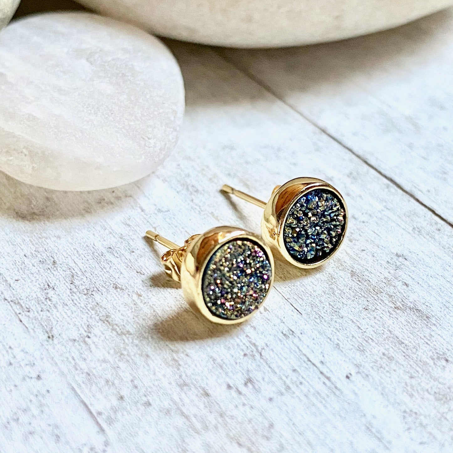 Dromedary Druzy Studs