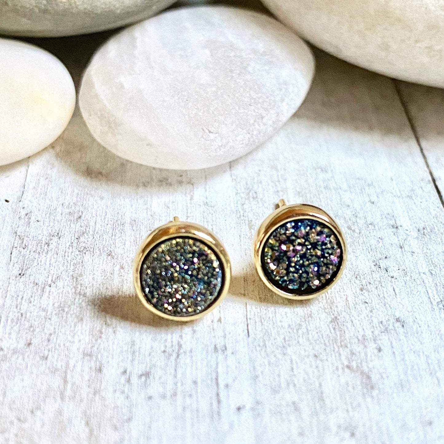 Dromedary Druzy Studs