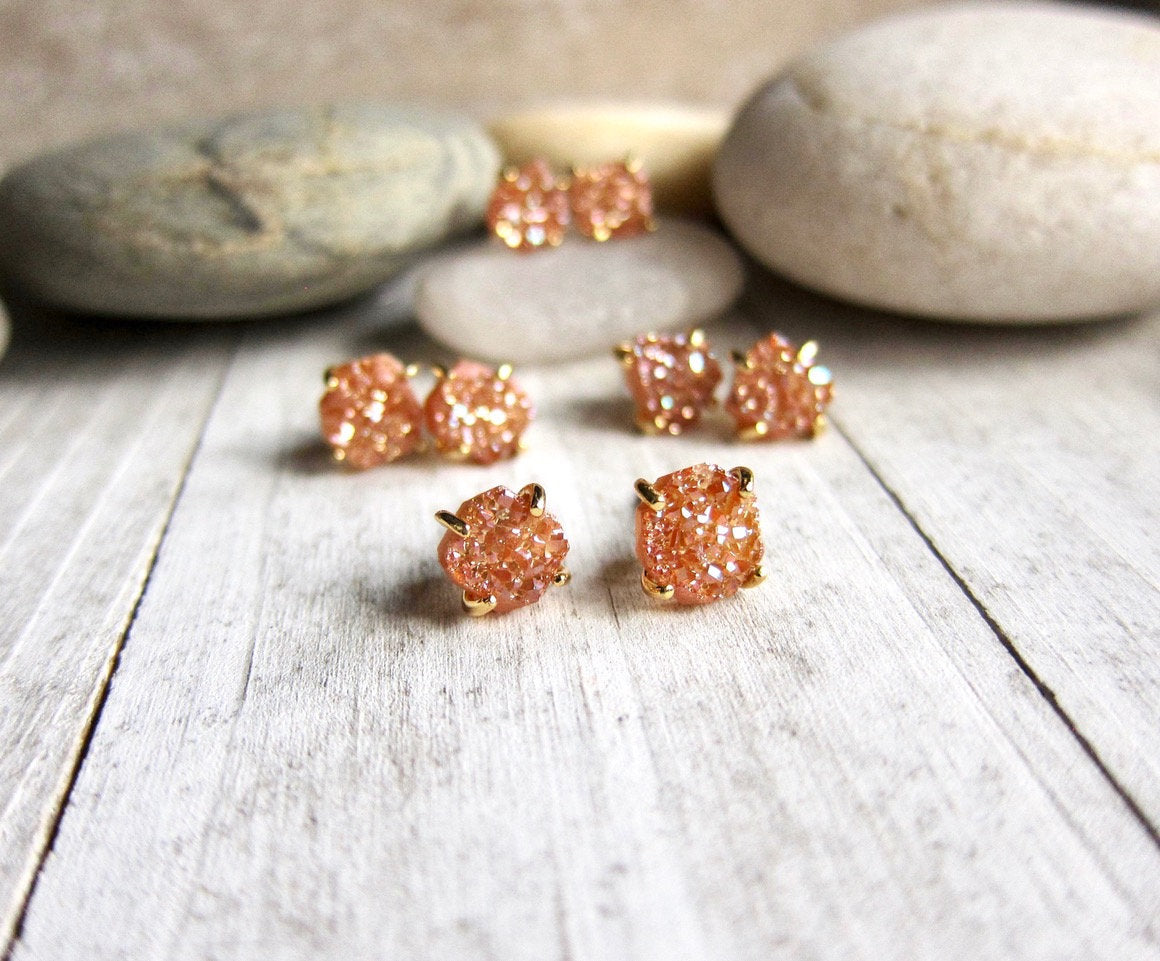 Senoran Sunset Druzy Stud Earrings