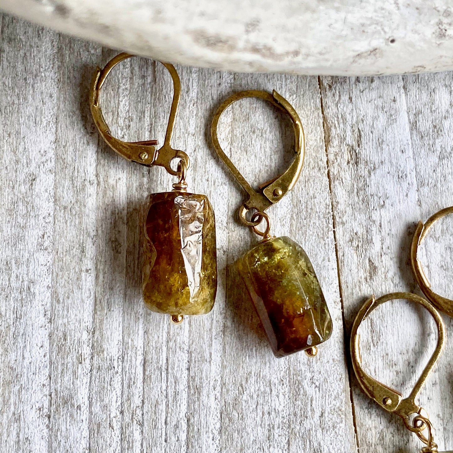 Joplin Raw Peridot Earrings