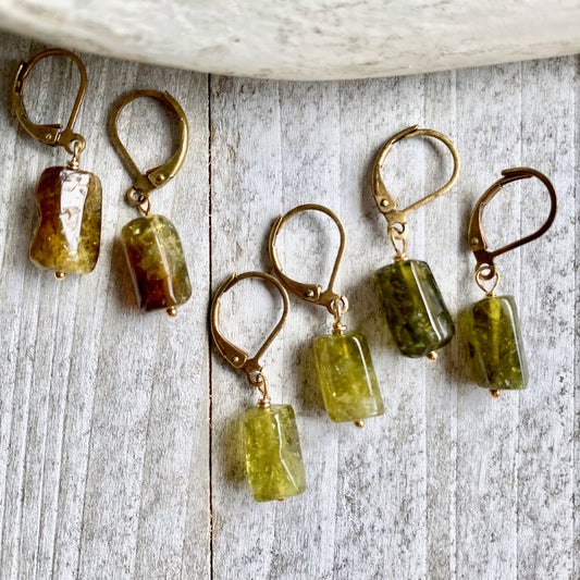 Joplin Raw Peridot Earrings