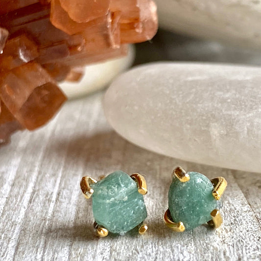 Green Seas Dainty Emerald Studs