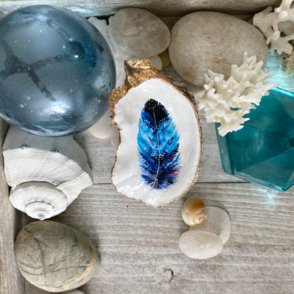 Blue Feather Ring Dish