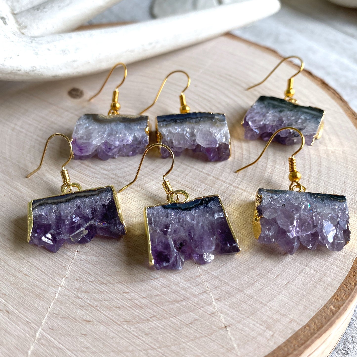 Ray of Light Raw Amethyst Earrings