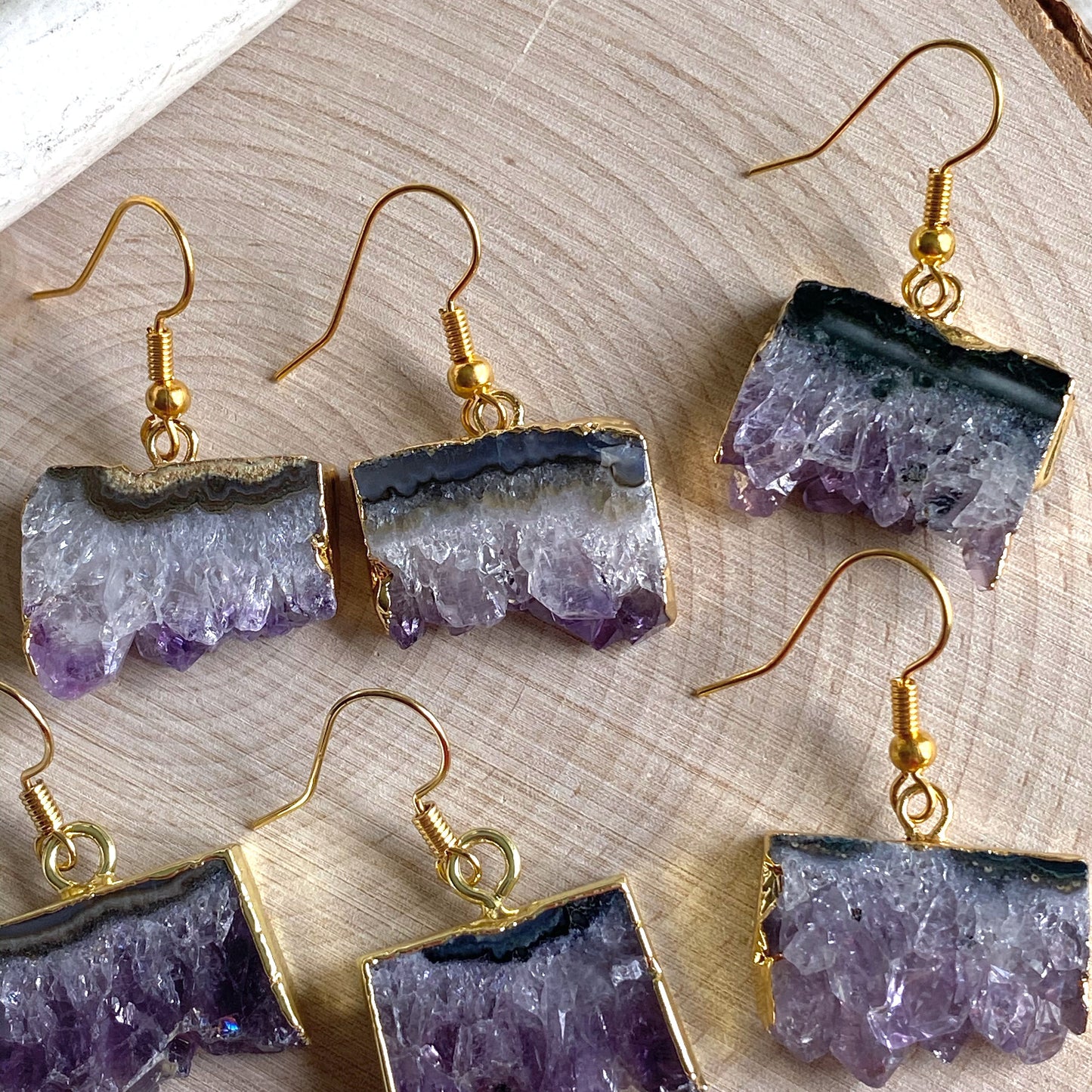 Ray of Light Raw Amethyst Earrings