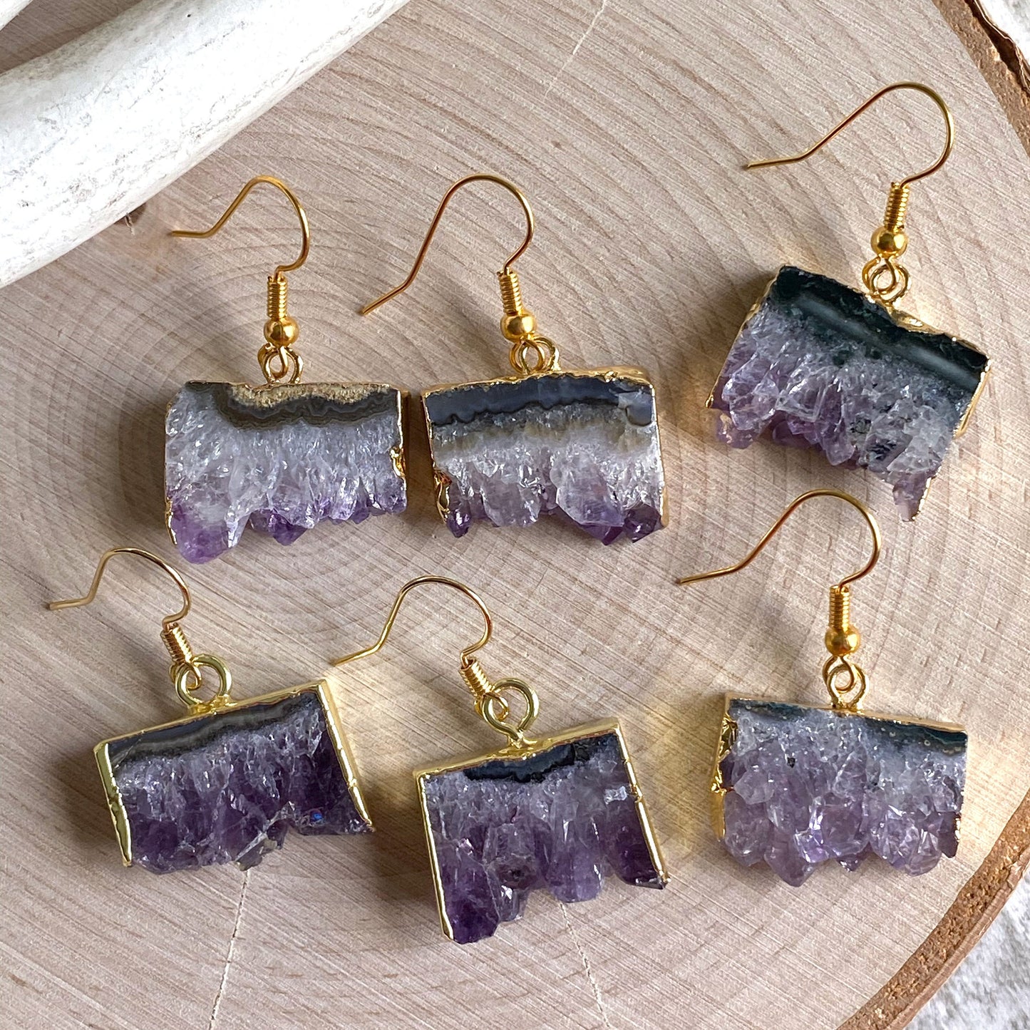 Ray of Light Raw Amethyst Earrings