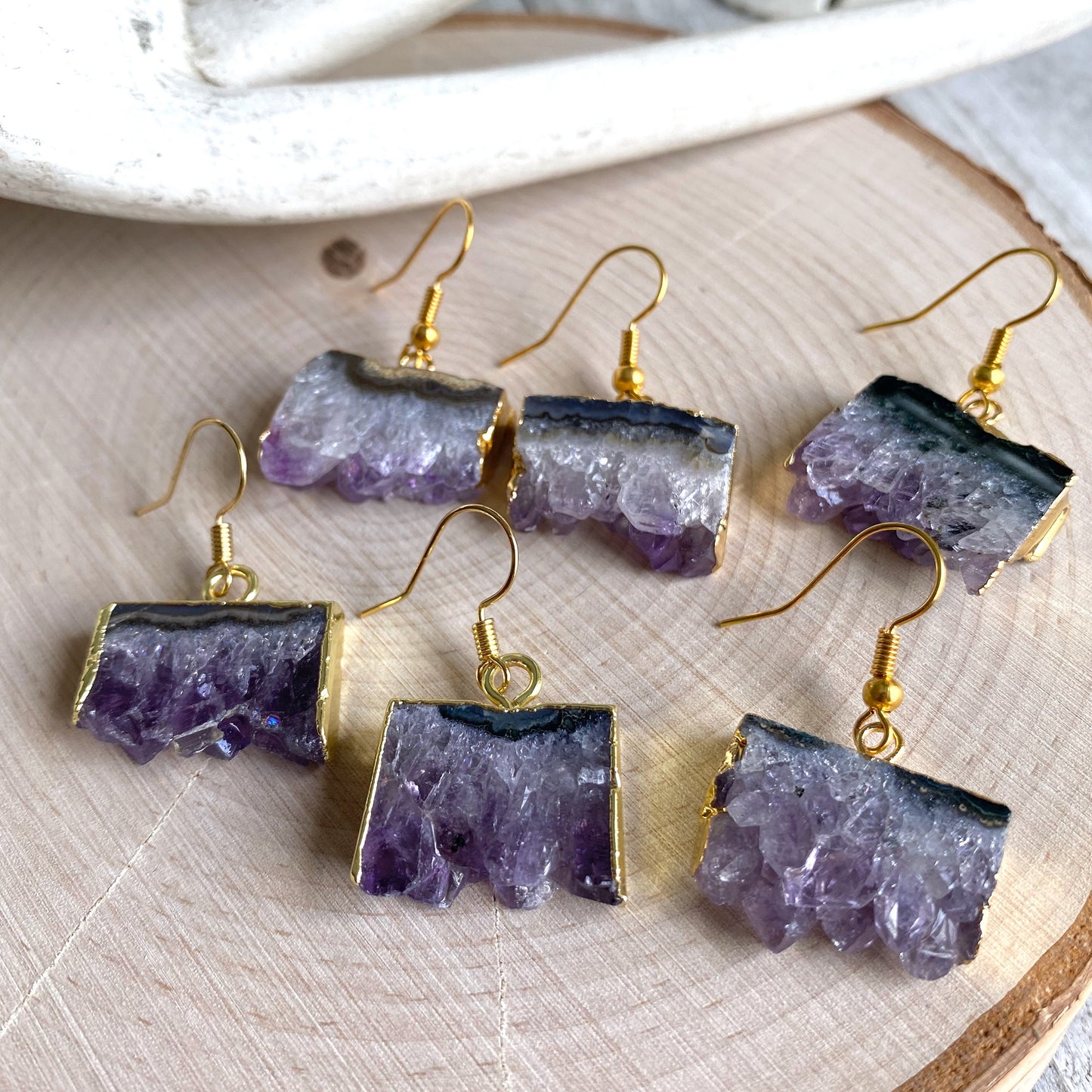 Ray of Light Raw Amethyst Earrings