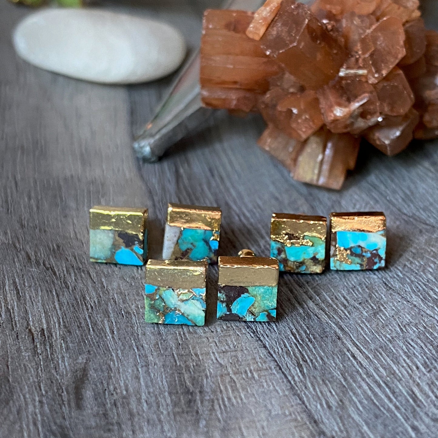 Turquoise Stud Earrings, Genuine Turquoise Earrings,Turquoise EArrings,Raw Stone Earrings,Blue STone EArrings, December Birthstone Earrings