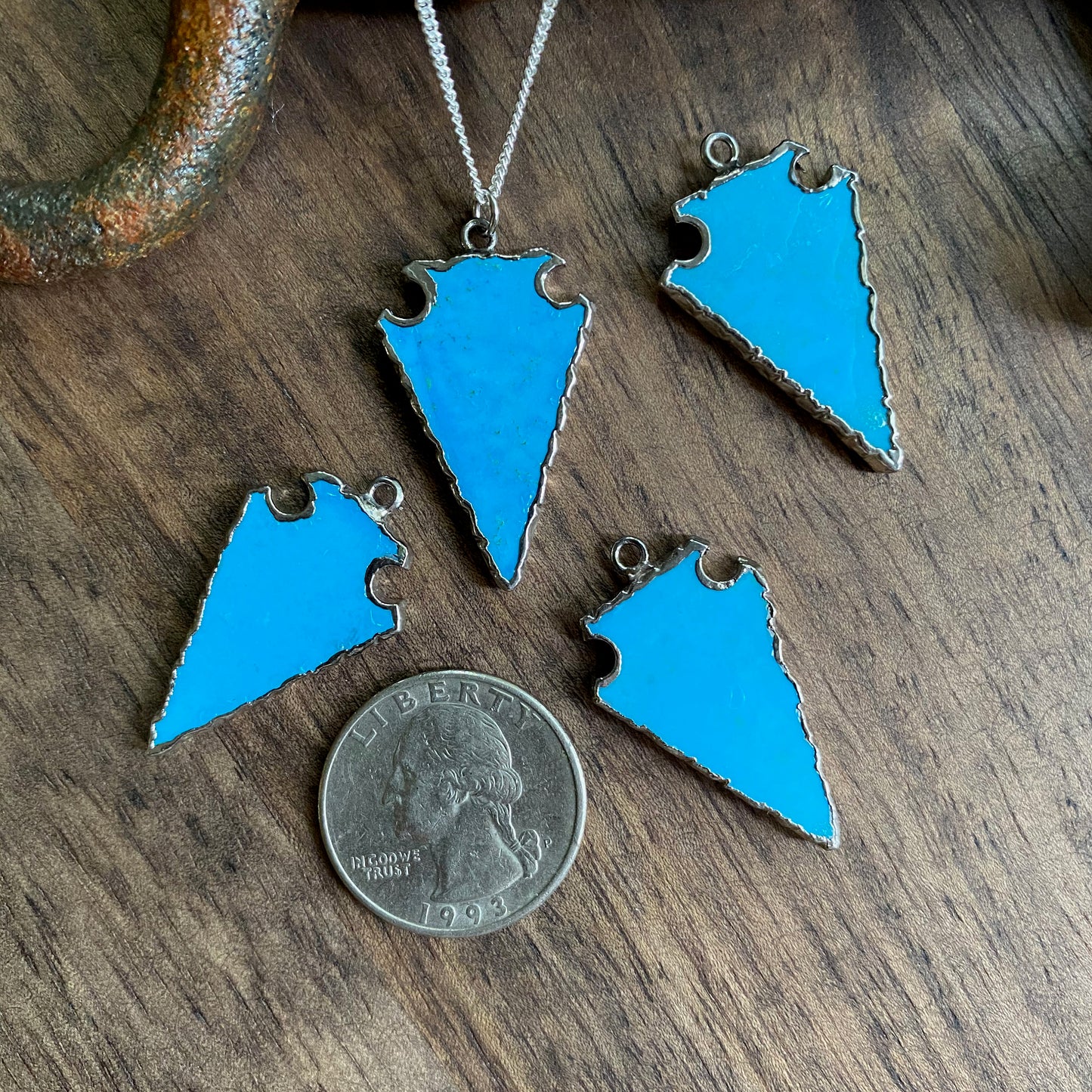 Turquoise Necklace Silver, Arrowhead Necklace,Stone Arrowhead Silver, Blue Stone Necklace,Raw Stone Necklace, Turquoise Pendant Necklace