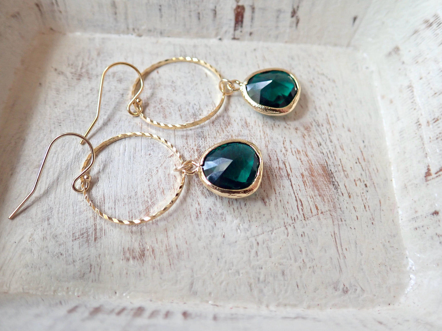 Emerald Crystal Drop Earrings