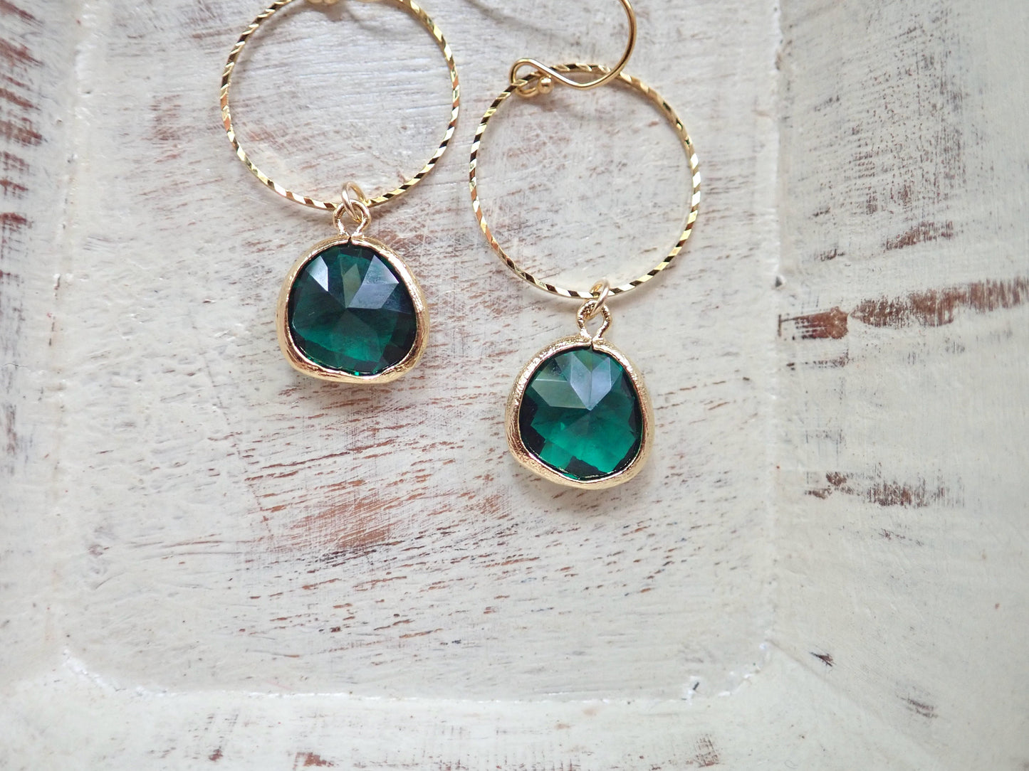 Emerald Crystal Drop Earrings