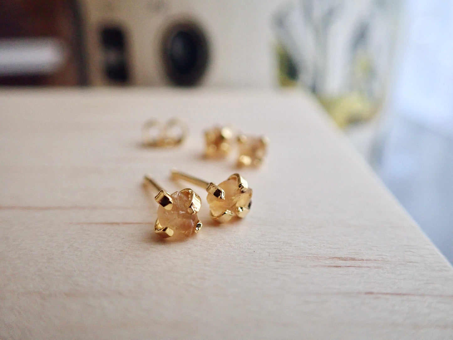Tiny Citrine Post Earrings