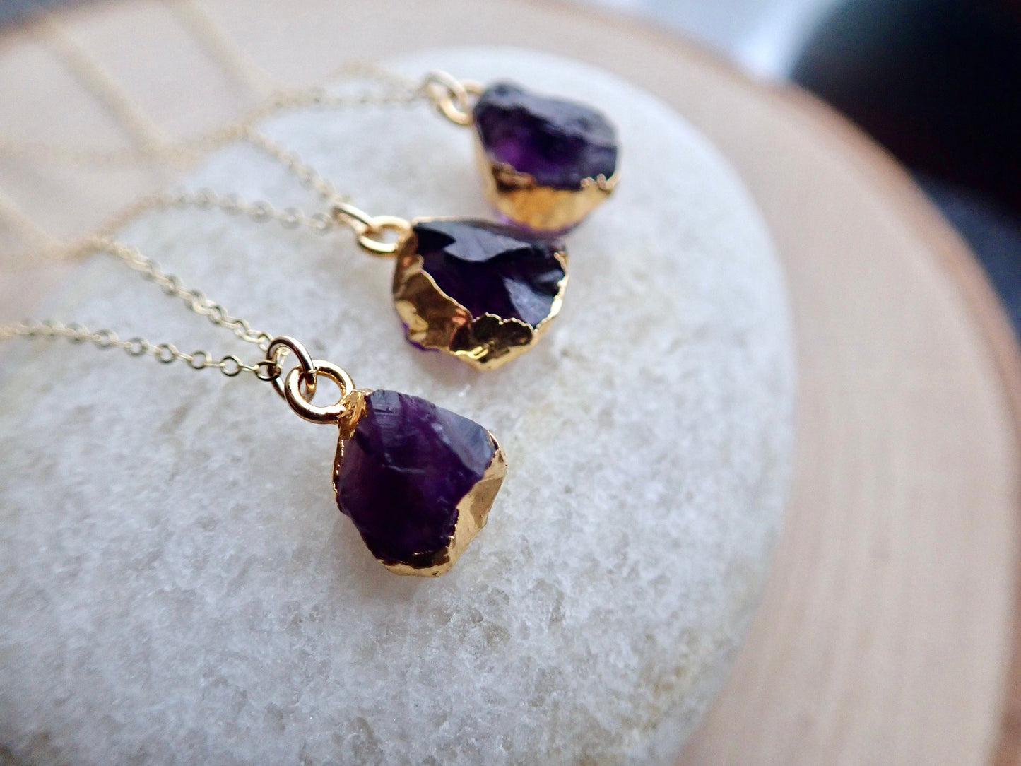 Rhonda Raw Amethyst Necklace, Small Dainty Gemstone Necklace, February Birthstone Jewelry