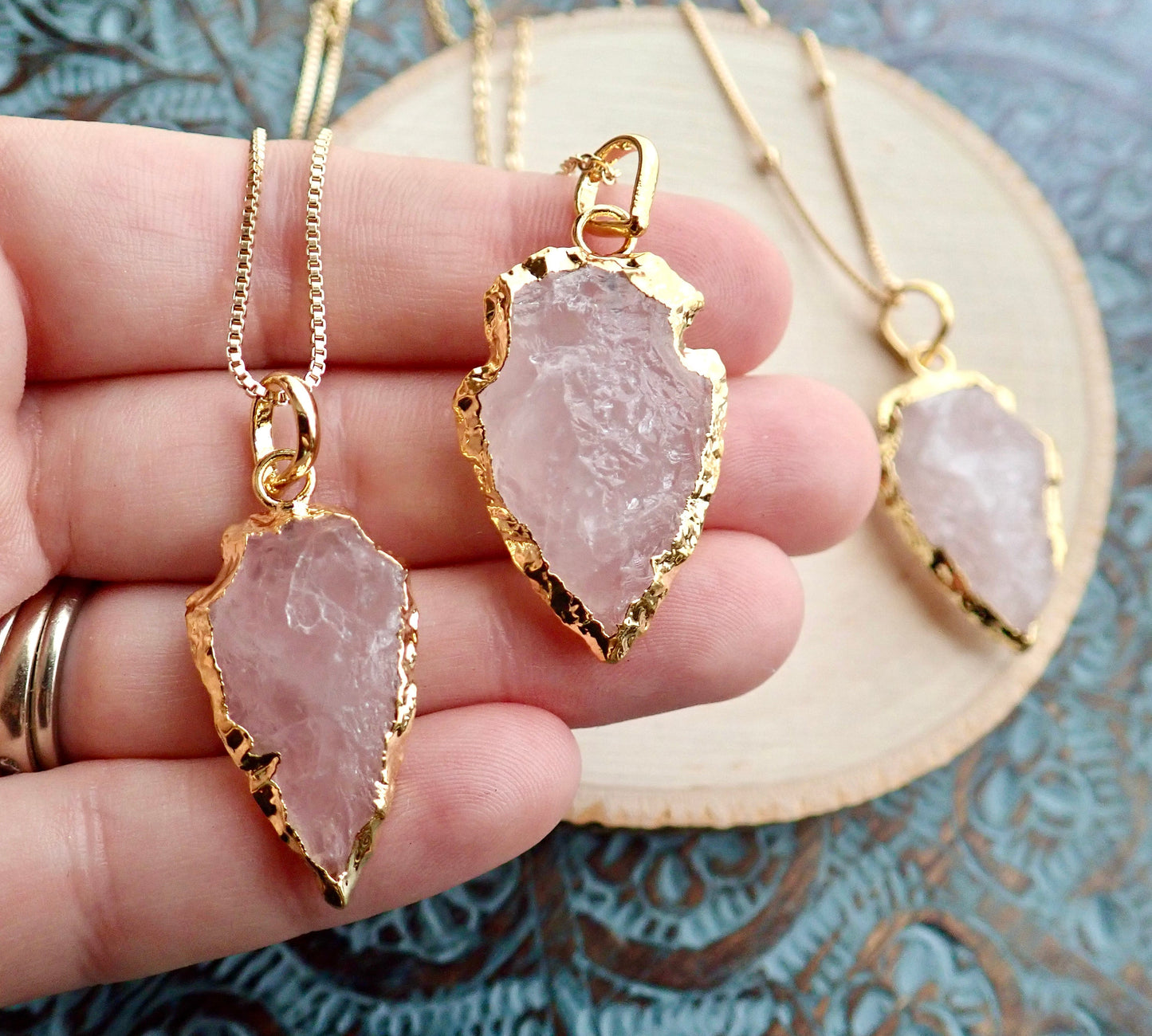 Rose Quartz Arrowhead Necklace