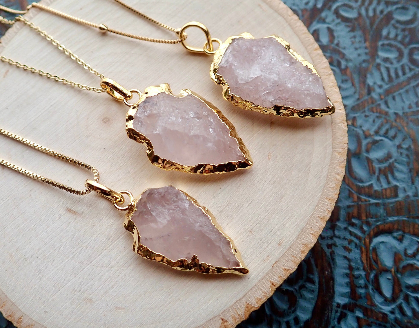 Rose Quartz Arrowhead Necklace