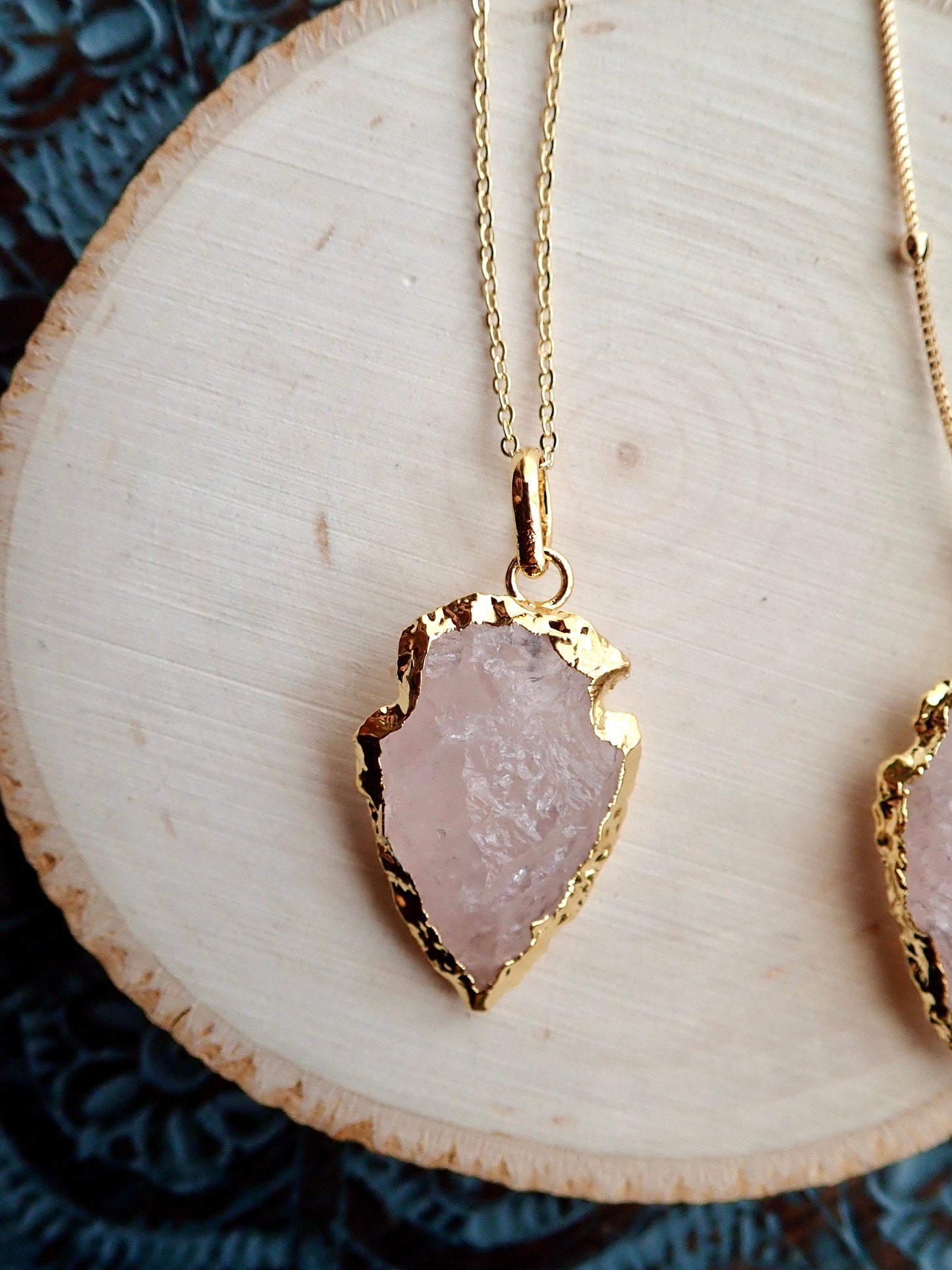 Rose Quartz Arrowhead Necklace