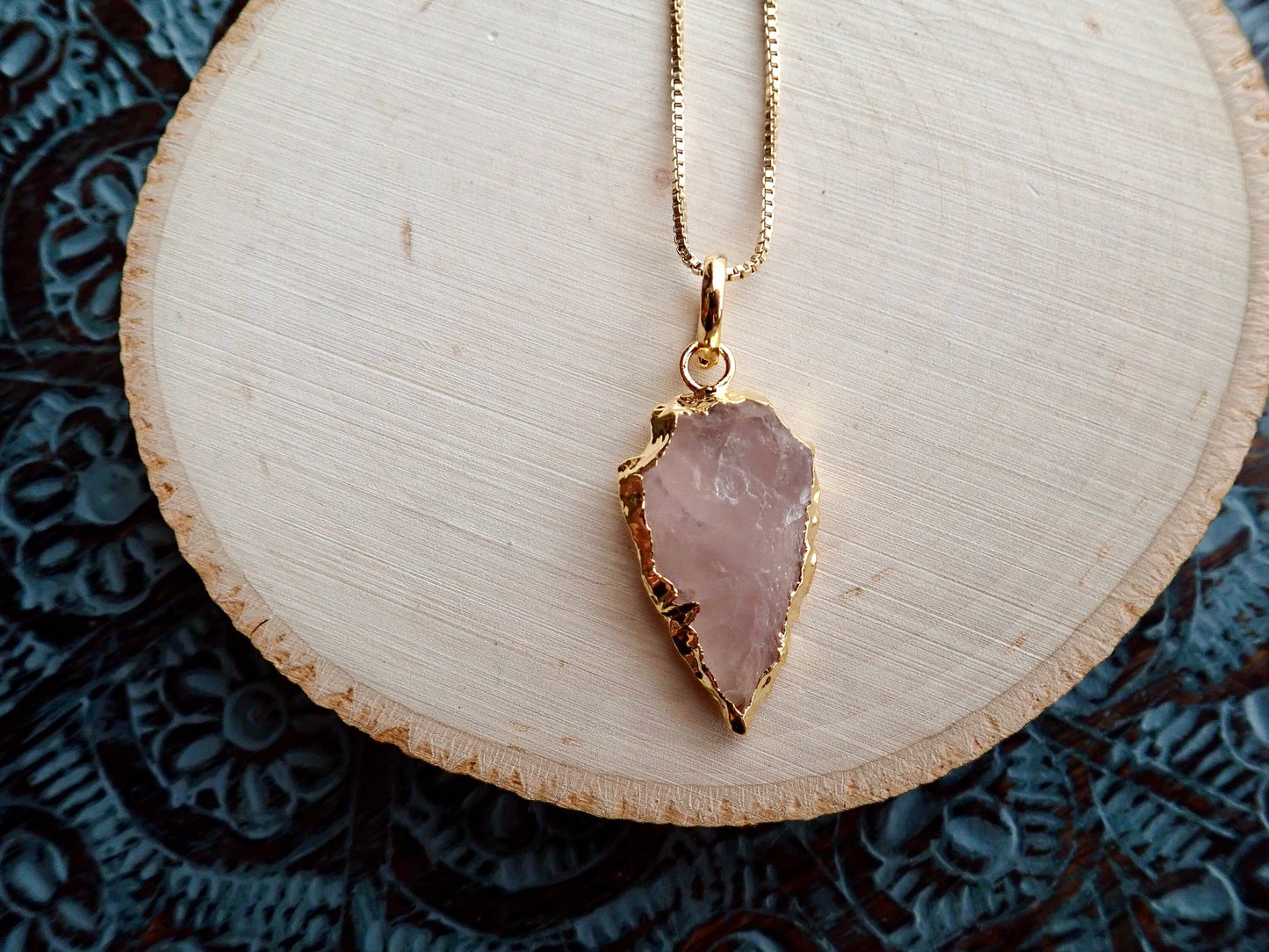 Rose Quartz Arrowhead Necklace