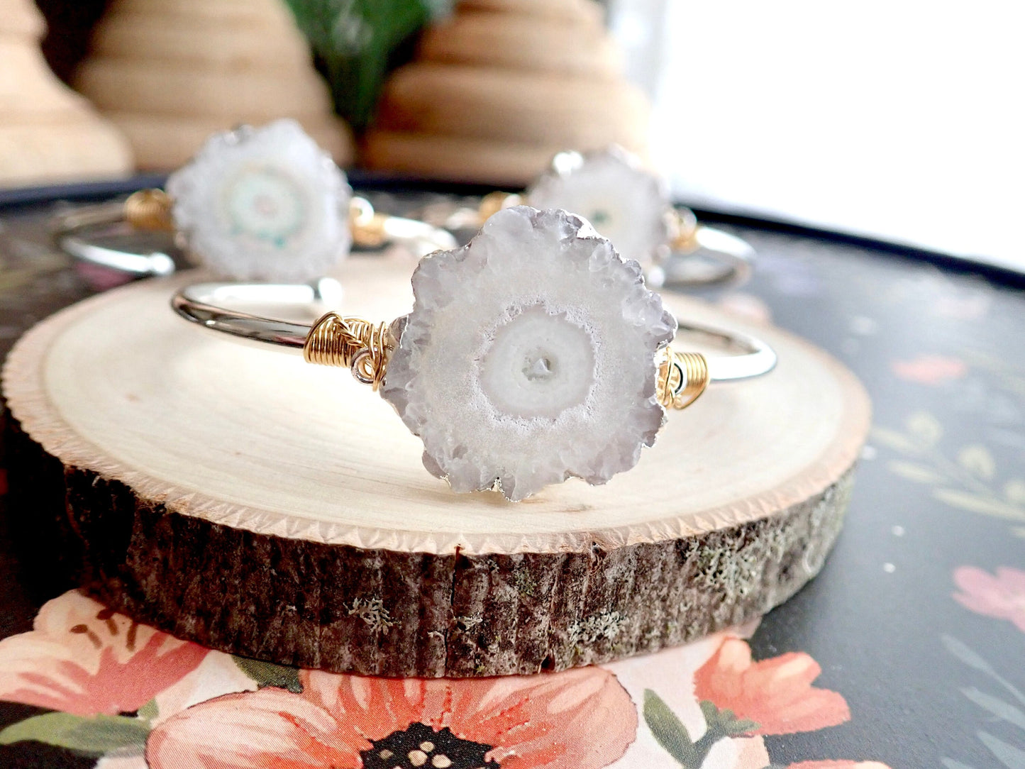 Solar Quartz Cuff Bracelet - Silver