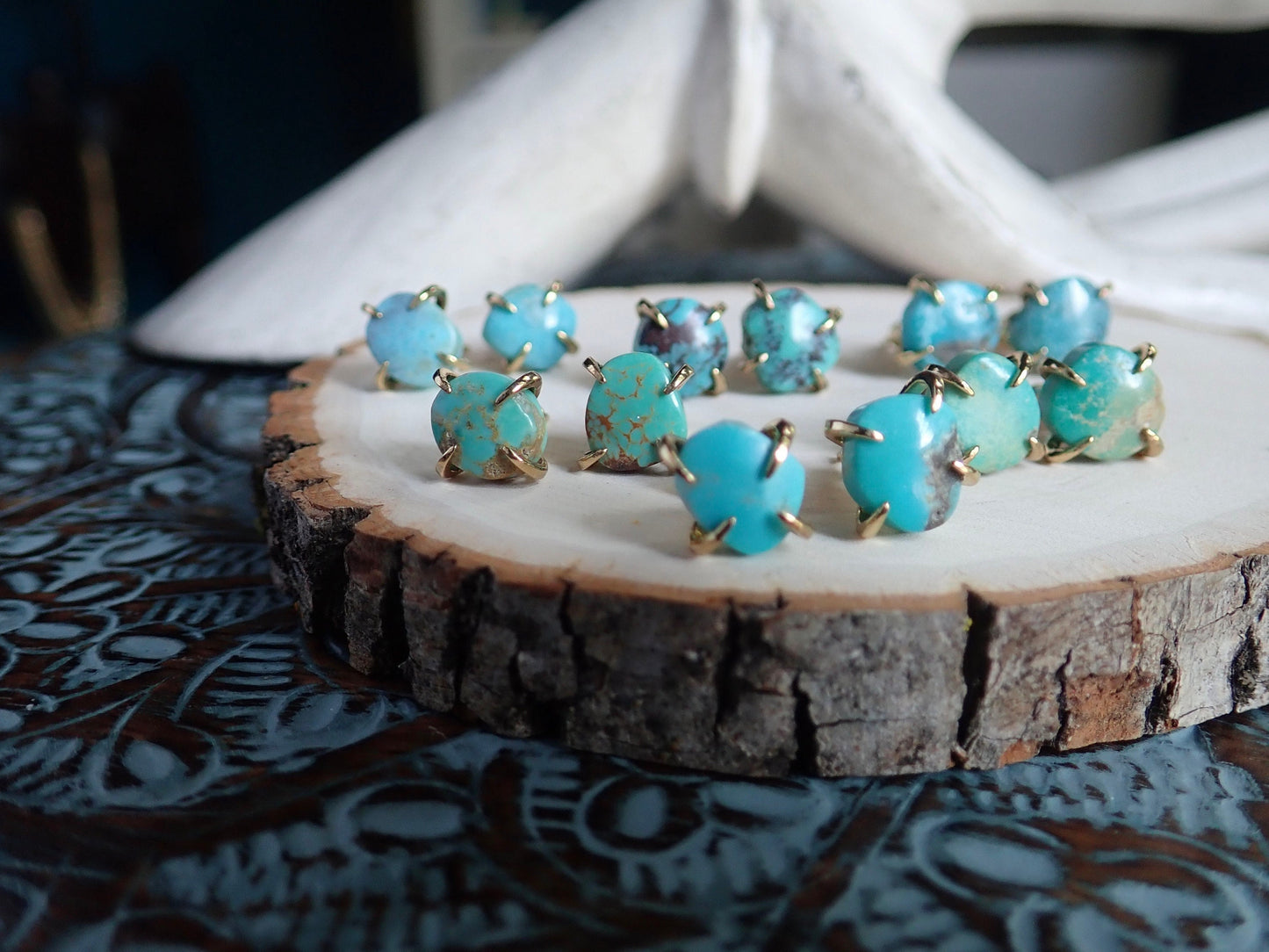 Turquoise Stud Earrings, Turquoise Earrings Gold, Gold Turquoise Studs, Raw Gemstone Earrings, Turquoise Jewelry,December Birthstone Gift